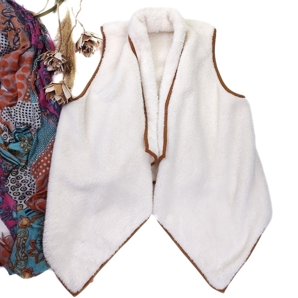 New Song n Spirit Cream Poly Fleece Vest Sz L - Picture 5 of 11